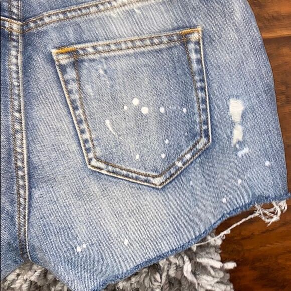 Rails Austin Blue Distressed Paint Splatter Denim Short Festival Concert Boho - Picture 10 of 16